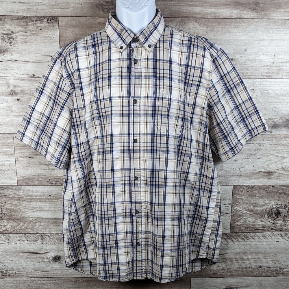 Canada* Men's Short Sleeve Button Down Curved Hem‎ Chest Pocket Shirt~ Size XL